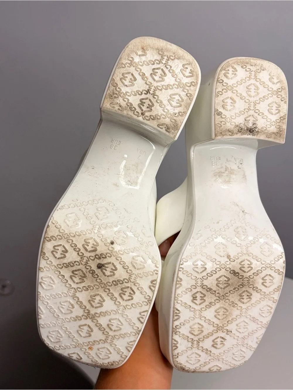 Jeffrey Campbell Bubblegum Platform Sandals Cream Crossband Block Heel Slides 8